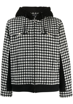 Undercover check-print hooded jacket - Black