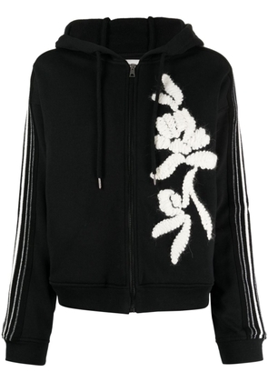 Ermanno Scervino floral-embroidered hooded cardigan - Black