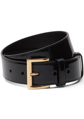 Prada triangle-logo patent-leather belt - Black