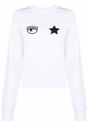 Chiara Ferragni eye-embroidered cotton sweatshirt - White