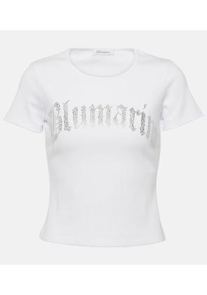 Blumarine Logo embellished cotton jersey T-shirt