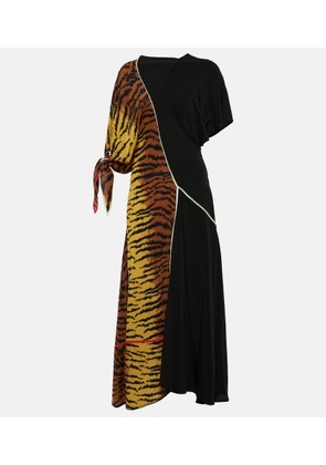 Victoria Beckham Asymmetric animal-print silk maxi dress