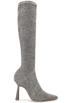 GIA BORGHINI X RHW Knee High Boot in Anthracite Denim - Grey. Size 38.5 (also in ).