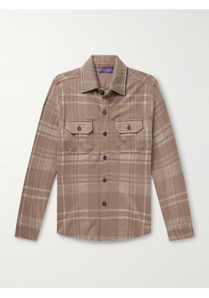 Ralph Lauren Purple Label - Checked Cashmere and Silk-Blend Overshirt - Men - Neutrals - S