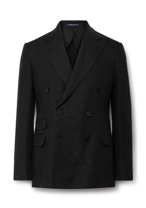 Ralph Lauren Purple Label - Kent Slim-Fit Double-Breasted Linen Suit Jacket - Men - Black - UK/US 38