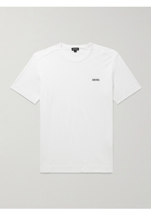 Zegna - Slim-Fit Logo-Embroidered Cotton-Jersey T-Shirt - Men - White - IT 48