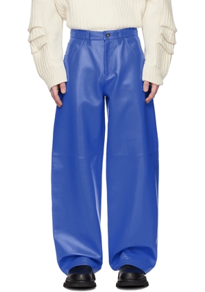 ALTU Blue Wide-Leg Leather Pants