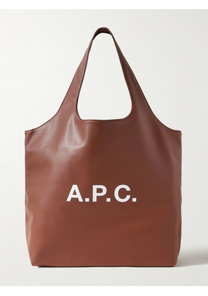 A.P.C. - Ninon Logo-Print Faux Leather Tote - Men - Brown