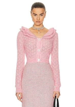 Alessandra Rich Lace Knit Cardigan in Pink Melange - Pink. Size 36 (also in ).