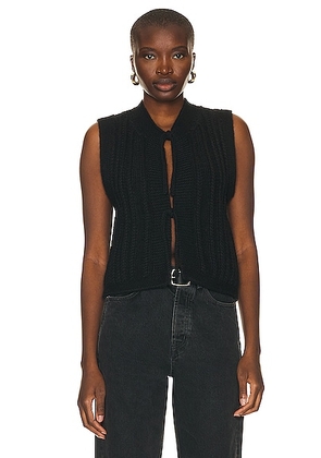 Lemaire Textured Stitch Vest in Black - Black. Size M (also in L, XS).