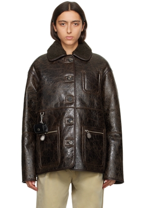 Saks Potts Brown Ada Reversible Leather Jacket