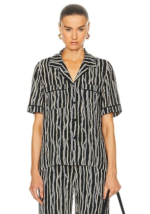 Chloe Printed Camp Shirt in Black - Black. Size 34 (also in 36).