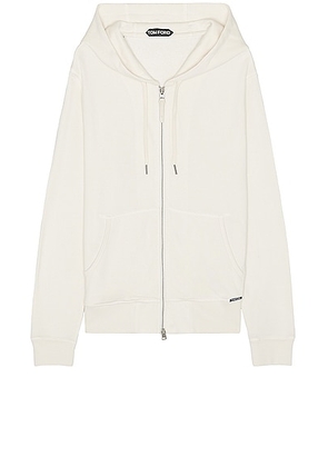 TOM FORD Lightweight Lounge Zip Hoodie in Ivory - White. Size 50 (also in 46, 48).