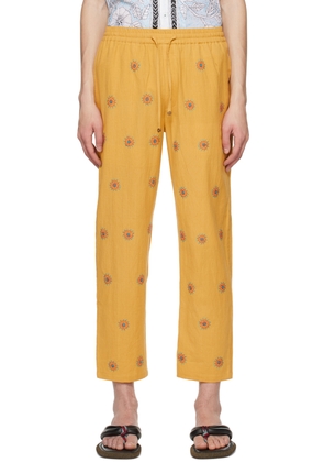 HARAGO Yellow Embroidered Trousers