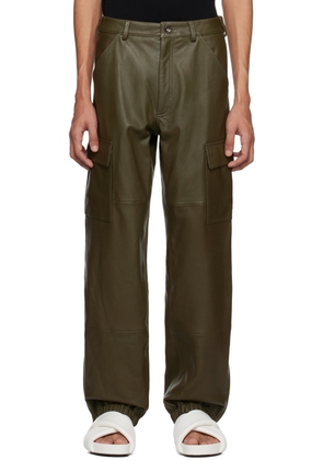 ALTU Khaki Cargo Pocket Leather Pants