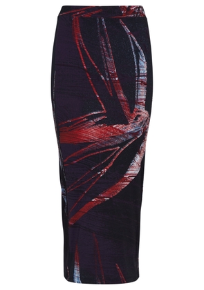 Louisa Ballou Printed Stretch-jersey Midi Skirts, Skirts, Red, Ribbed - XS