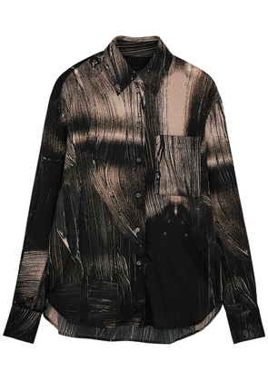 Louisa Ballou Oversized Printed Stretch-silk Shirt - Black - S
