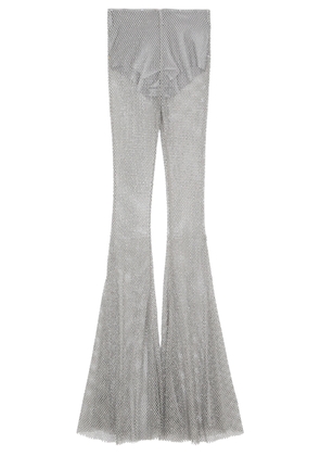Giuseppe DI Morabito Crystal-embellished Flared Mesh Trousers - Silver - XS/S