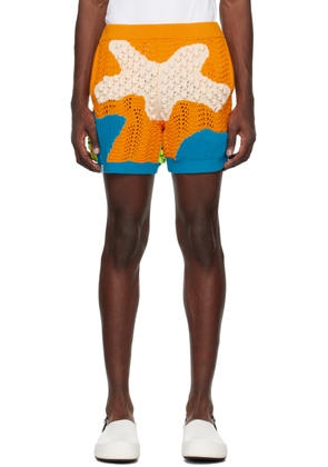 Bonsai Orange & Blue Intarsia Shorts