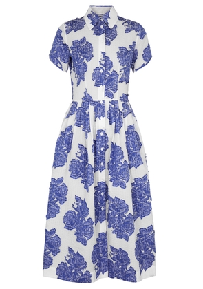 Evi Grintela Nellie Floral-print Seersucker Midi Dress - Blue - XS