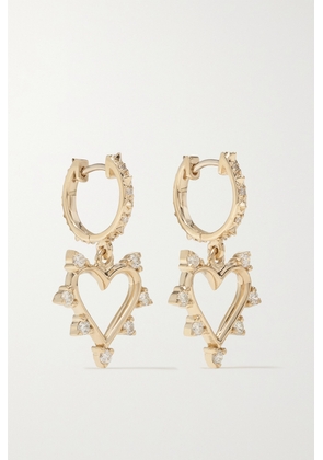 Marlo Laz - Open Heart 14-karat Gold Diamond Earrings - One size