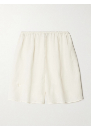 Baserange - Cutout Linen Shorts - Cream - x small,small,medium,large