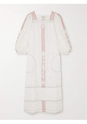 Vita Kin - Ulya Scalloped Embroidered Linen Midi Dress - White - x small,small,medium,large