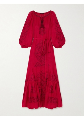 Vita Kin - Cairo Tasseled Bead-embellished Embroidered Linen Maxi Dress - x small,small,medium,large