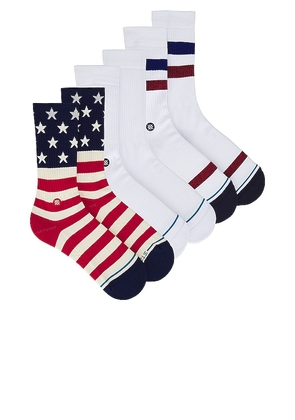 Stance The Americana 3 Pack Sock in Red. Size L.