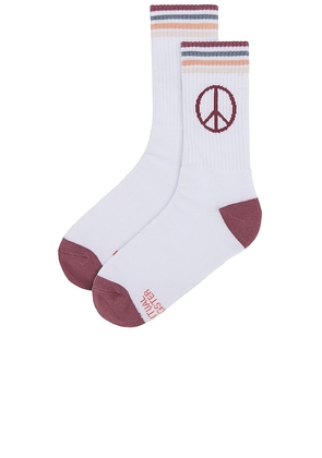 Spiritual Gangster Peace Sign Crew Sock in White.