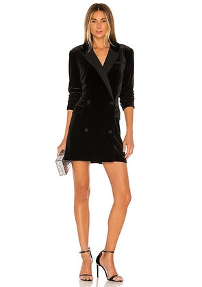 1. STATE Ruched Velvet Blazer Dress in Black. Size 0, 2.