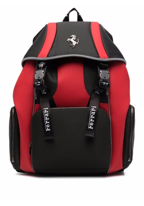 Ferrari logo colour-block backpack - Red