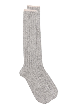 Brunello Cucinelli contrast-trimmed cashmere socks - Grey