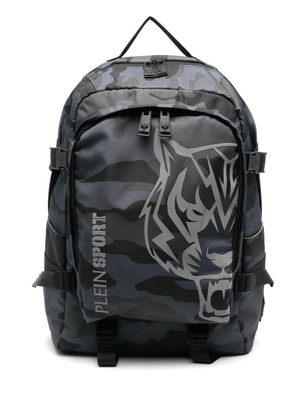 Plein Sport logo-print camouflage backpack - Green