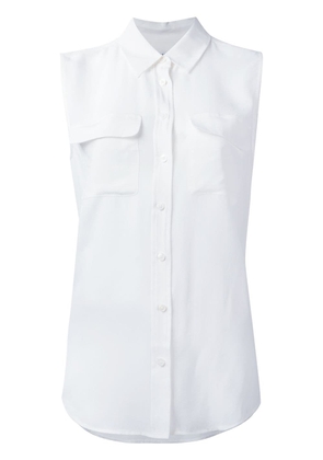 Equipment Signature slim-fit sleeveless silk shirt - White