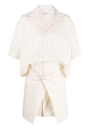 LEMAIRE convertible cotton shirt minidress - White