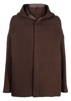 Rick Owens panelled hooded virgin-wool jacket - Brown