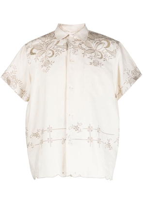 BODE floral-embroidered linen shirt - Neutrals