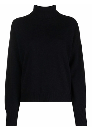 Closed wool-cashmere roll neck jumper - Black