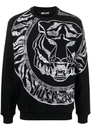 Just Cavalli tiger-print cotton-stretch sweatshirt - Black