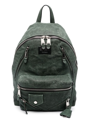 Moschino logo-appliqué leather backpack - Green