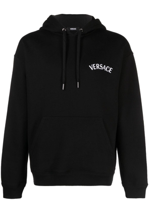 Versace Milano Stamp-embroidered cotton hoodie - Black