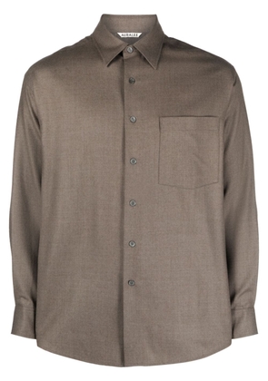 Auralee long-sleeve wool shirt - Brown
