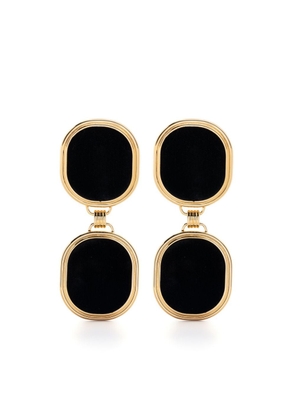 Saint Laurent Twin-Square velvet-effect earrings - Black