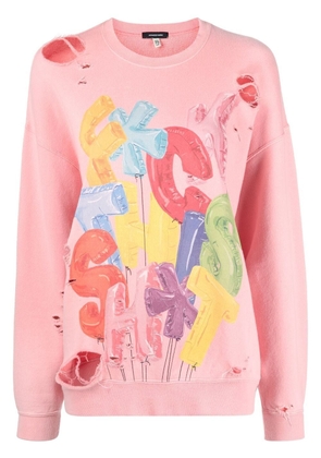 R13 distressed cotton-blend sweatshirt - Pink