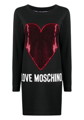 Love Moschino heart-print sweater dress - Black