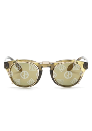 Giorgio Armani clip-on-lenses round-frame glasses - Green
