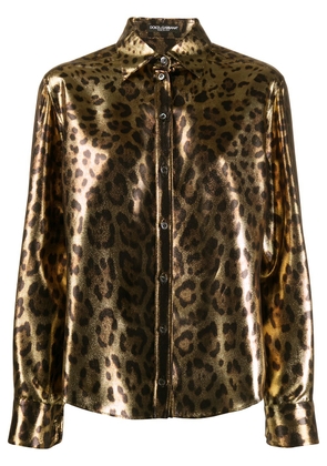 Dolce & Gabbana metallic leopard print shirt - Gold