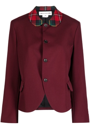 Comme Des Garçons Girl tartan-collar wool jacket - Red