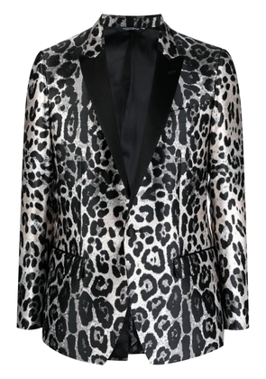 Dolce & Gabbana leopard-print single-breasted blazer - Black